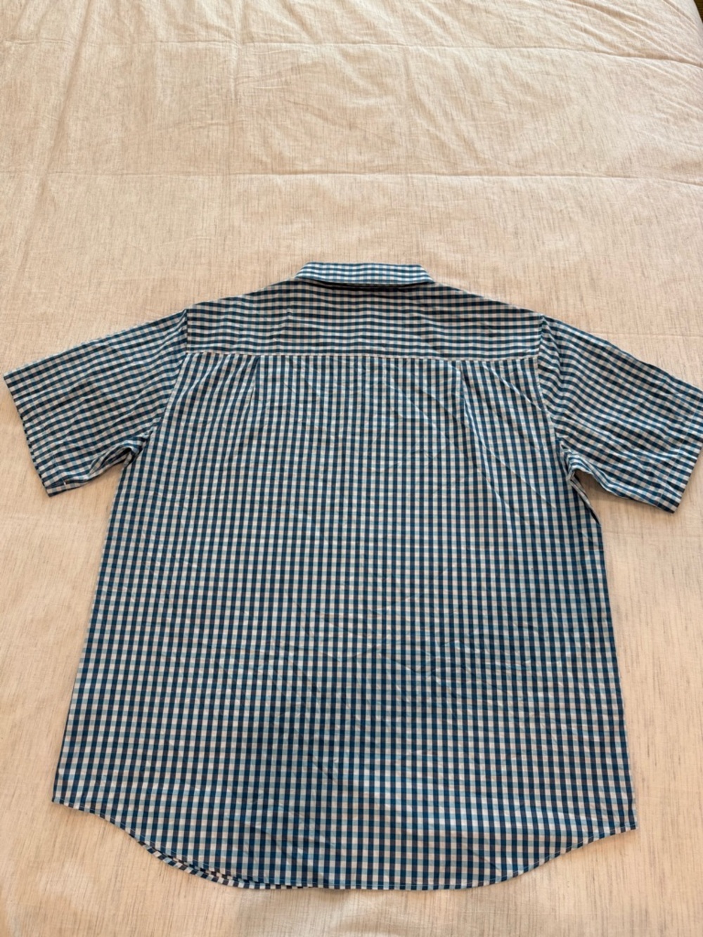 Beverly Hills Polo Club Blue & White Check Button-Down 100% Cotton Shirt - Picture 5 of 8